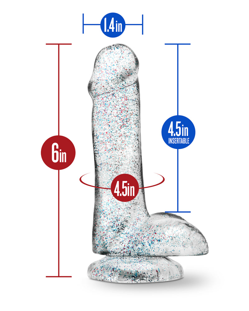 Naturally Yours - 6 Inch Glitter Cock - Sparkling Clear