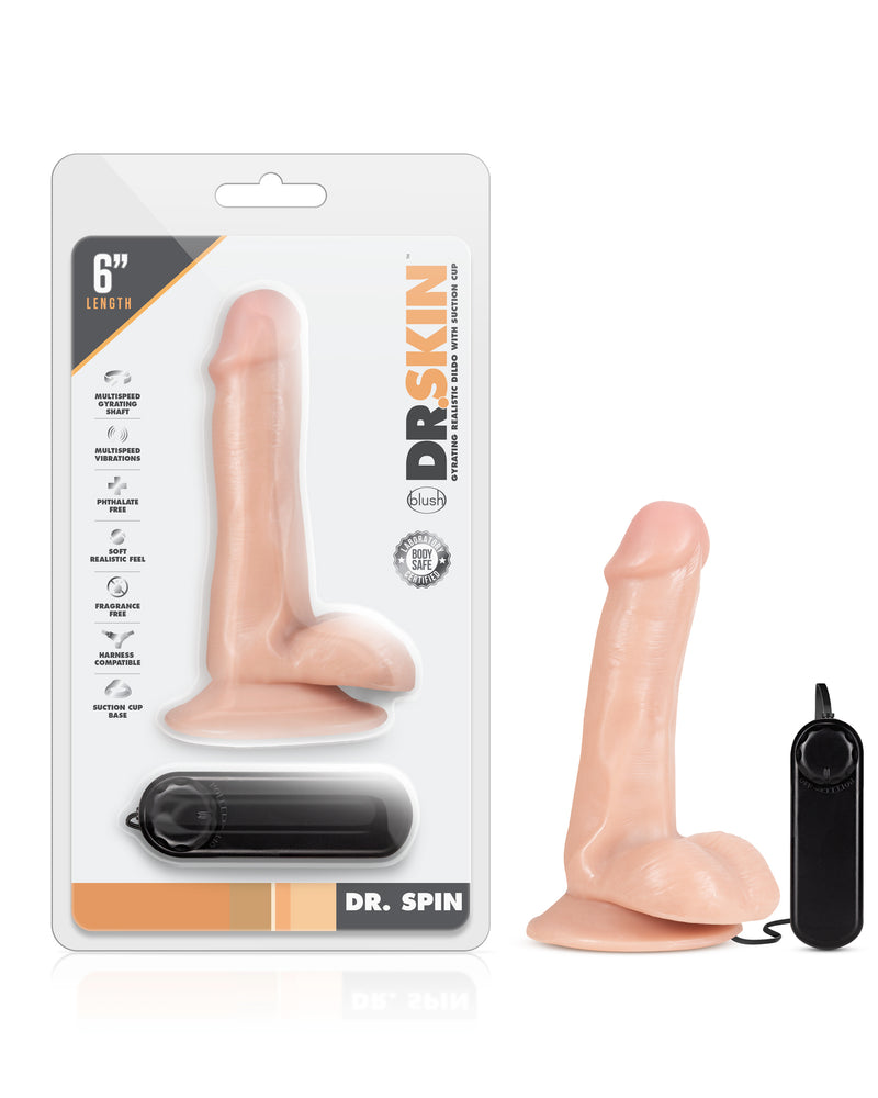 "Dr. Skin - Dr. Spin - 6 Inch Gyrating Realistic Dildo - Vanilla BL-18613"