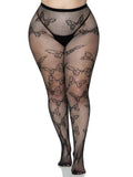 Butterfly Net Tights - 1x/2x - Black