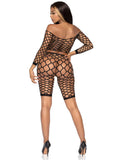 "2 Pc Net Crop Top and Bike Shorts - One Size - Black LA-81633BLKOS"