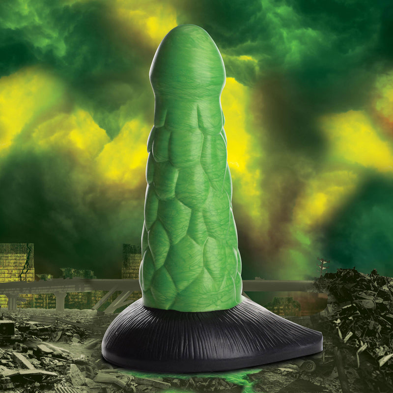 "Radioactive Reptile Thick Scaly Silicone Dildo - Green CC-AG872-GRN"