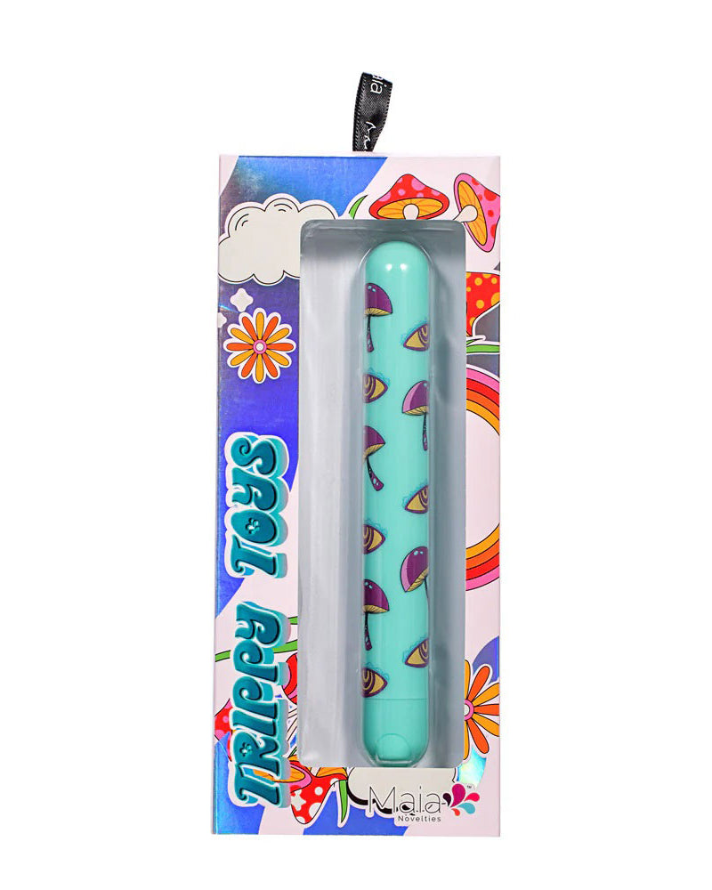 "Lucy Mushroom Pattern Rechargeable X-Long Bullet - Blue MTMA332-MU"