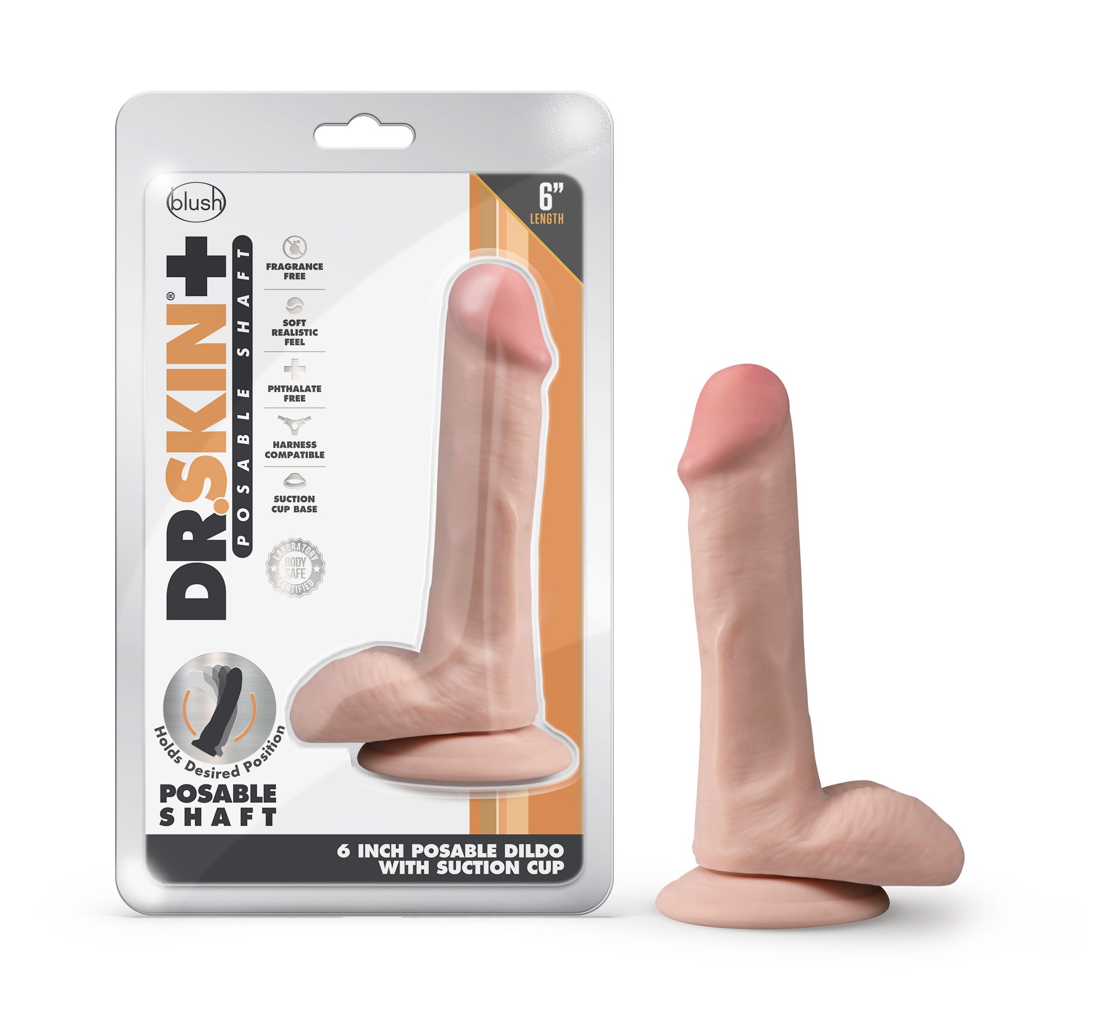 "Dr. Skin Plus - 6 Inch Posable Dildo With Balls - Vanilla BL-14903"