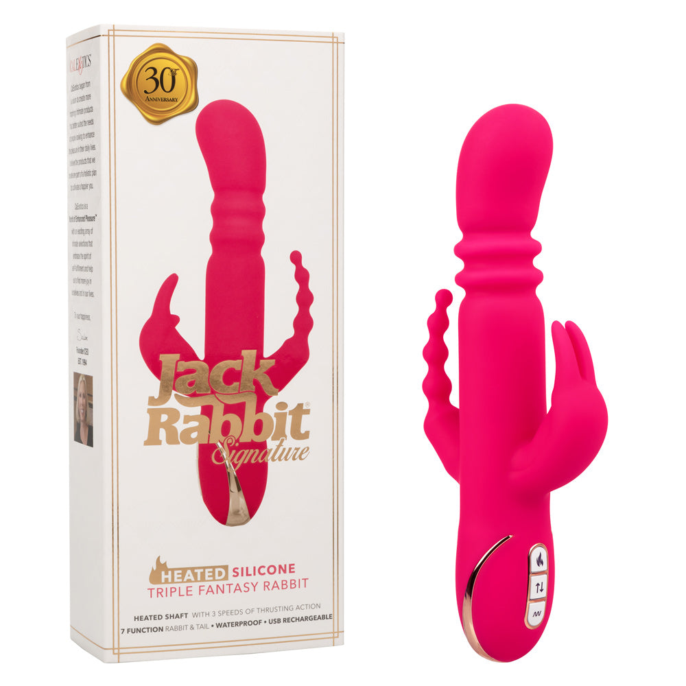 "Jack Rabbit Signature Heated Silicone Triple Fantasy Rabbit - Pink SE0609903"