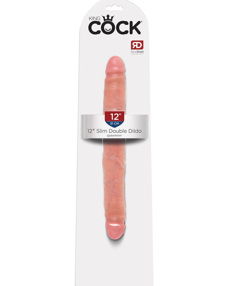 King Cock 12 Inch Slim Double Dildo - Flesh