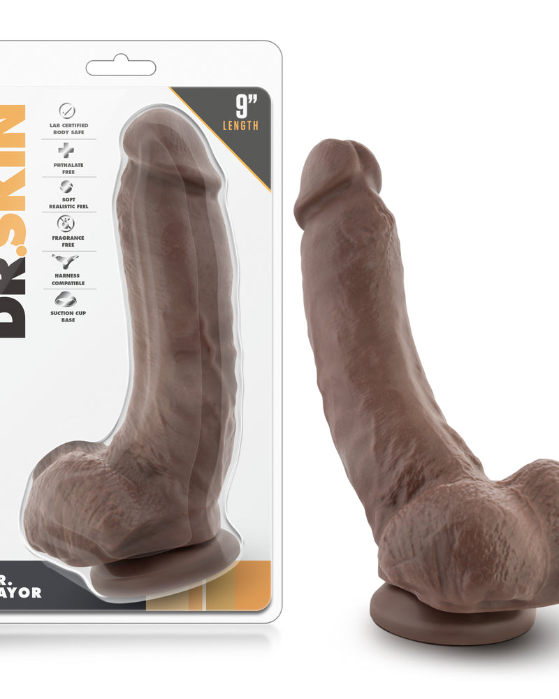 Dr. Skin - Mr. Mayor 9 Inch Dildo with Suction Cup - Chocolate