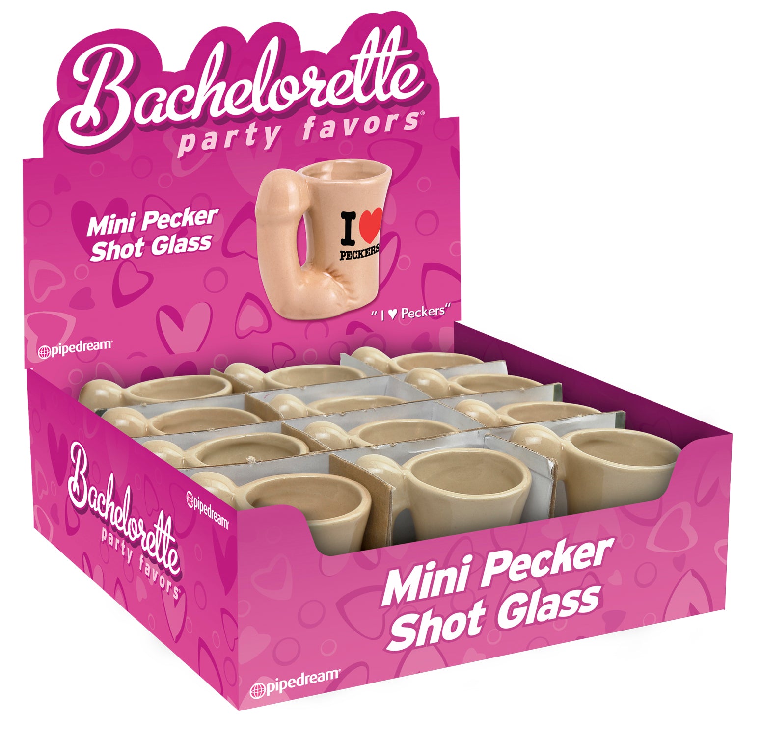 "Bachelorette Party Favors - Mini Pecker Shot Glass Display - 12 Piece PD7909-99D"