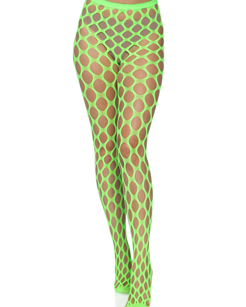 "Jumbo Pothole Net Tights - Neon Green - One Size LA-9331NGRN"