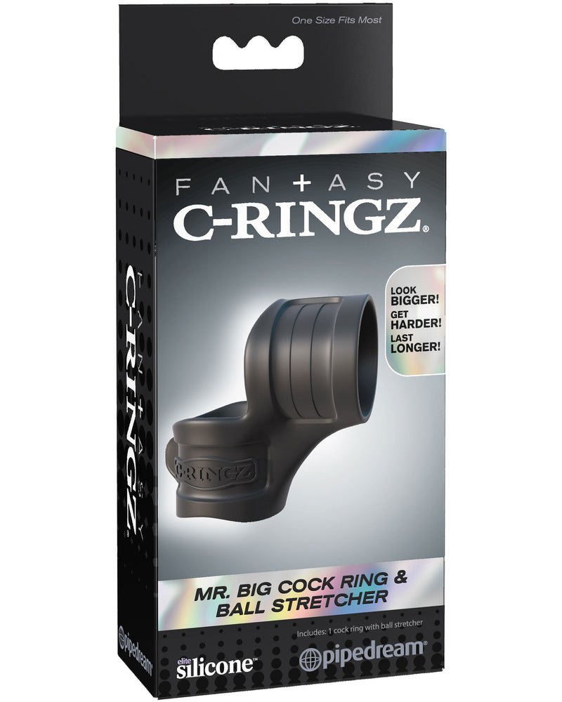 Fantasy C-Ring Mr Big Cock Ring and Ball Stretcher - Black