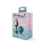 Cheeky Charms-Gunmetal Metal Butt Plug- Round-Teal-Small