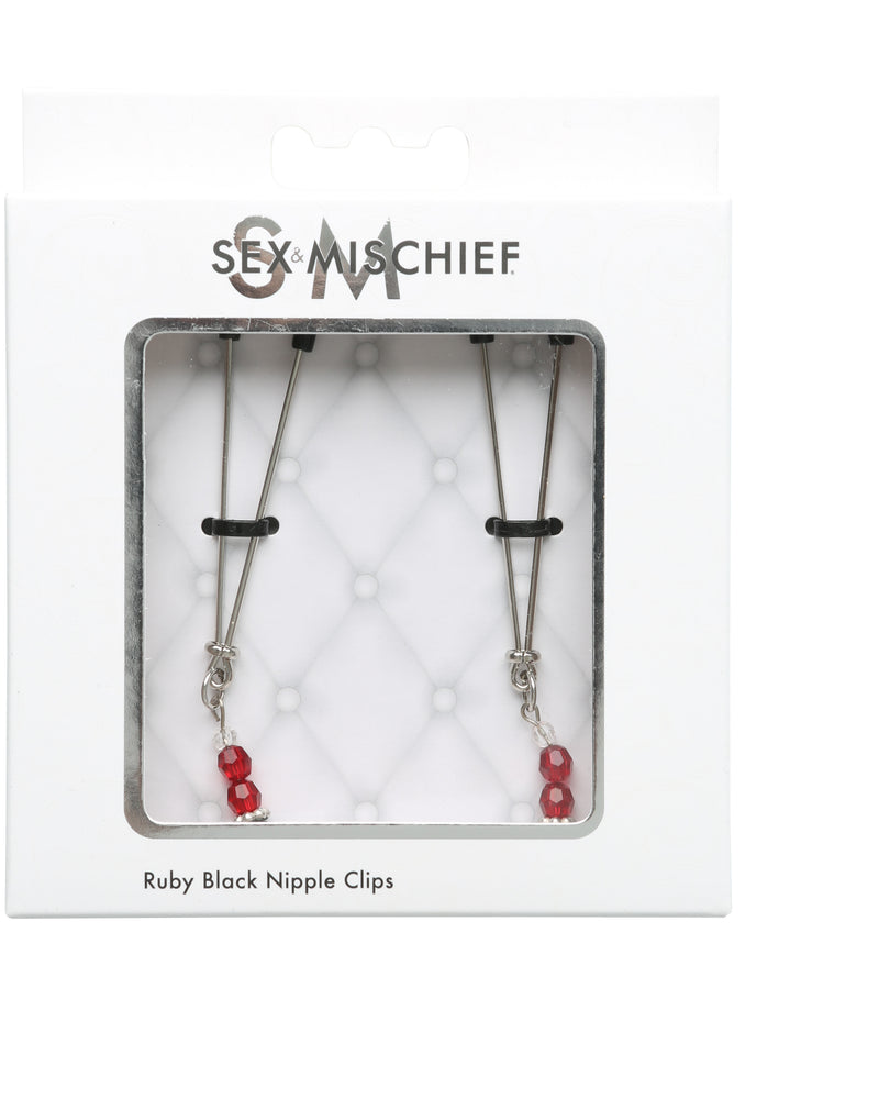 "Sex and Mischief Ruby Black Nipple Clips SS510-82"