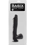 Basix Rubber Works - 10 Inch Dong With Suction Cup - Black