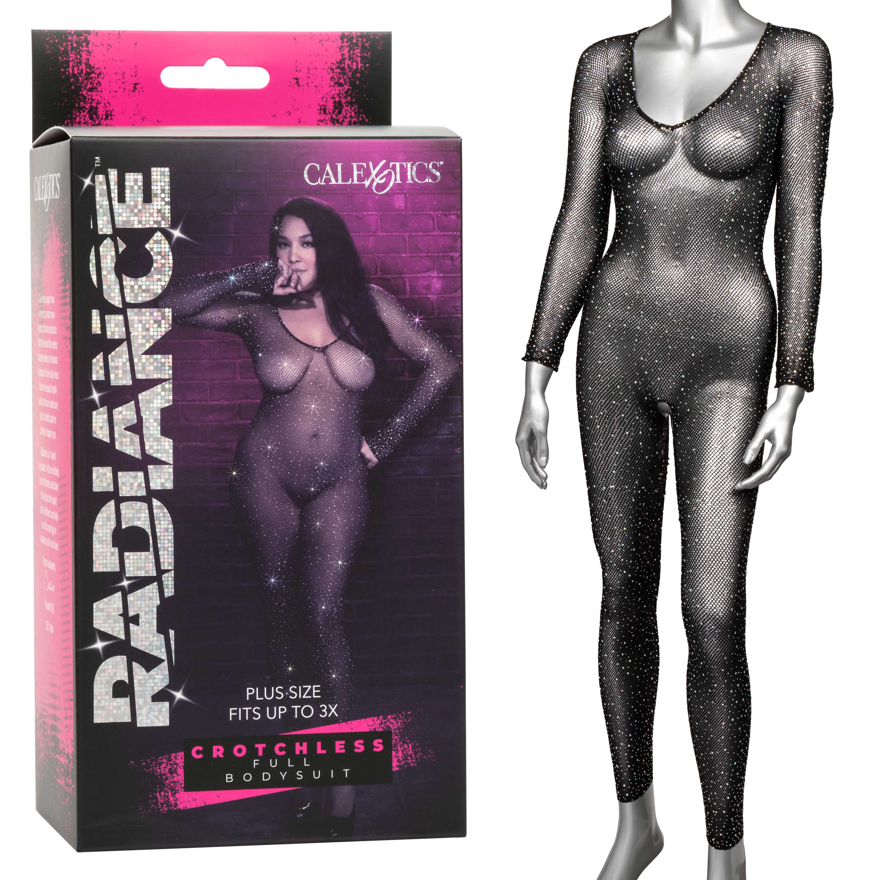 "Radiance Crotchless Full Body Suit - Queen - Black SE3002363"