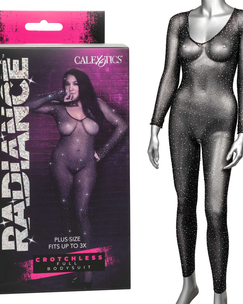 "Radiance Crotchless Full Body Suit - Queen - Black SE3002363"
