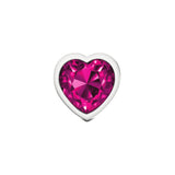 Cheeky Charms-Silver Metal Butt Plug- Heart-Bright Pink-Medium