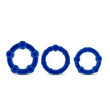 "Stay Hard - Beaded Cock Rings - 3 Pack - Blue BL-00013"