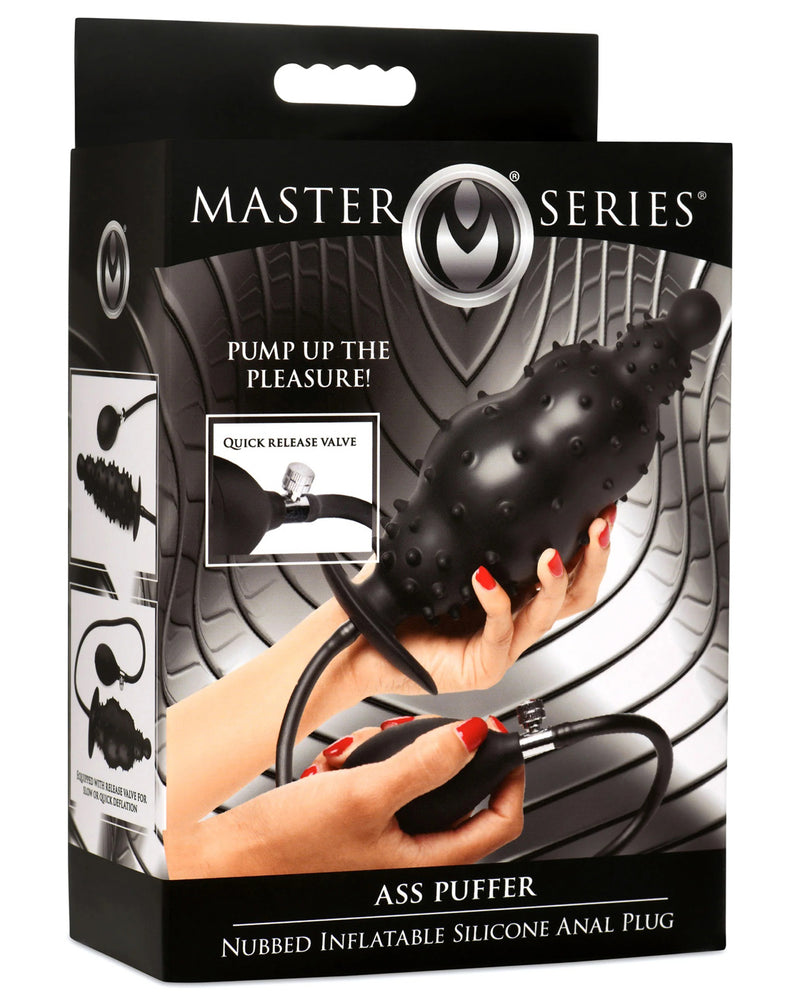 "Ass Puffer Nubbed Inflatable Silicone Anal Plug - Black MS-AH219"