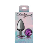 Cheeky Charms-Gunmetal Metal Butt Plug- Round-Deep Purple-Large