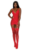 Garter Slip and G-String - One Size - Lipstick Red