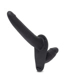 Silicone Strap on Harness Dildo With Internal Penetration - Black