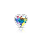 Cheeky Charms-Silver Metal Butt Plug- Heart-Clear-Large