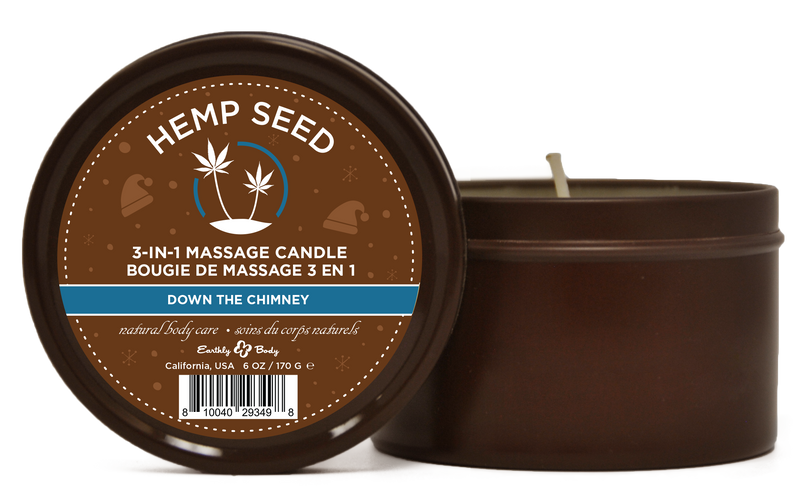 "Hemp Seed 3-in-1 Massage Candle Down the Chimney 6oz/ 170 G EB-HSCH021B"