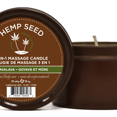 "Hemp Seed 3-in-1 Massage Candle - Guavalava - 6 Oz. EB-HSC068"