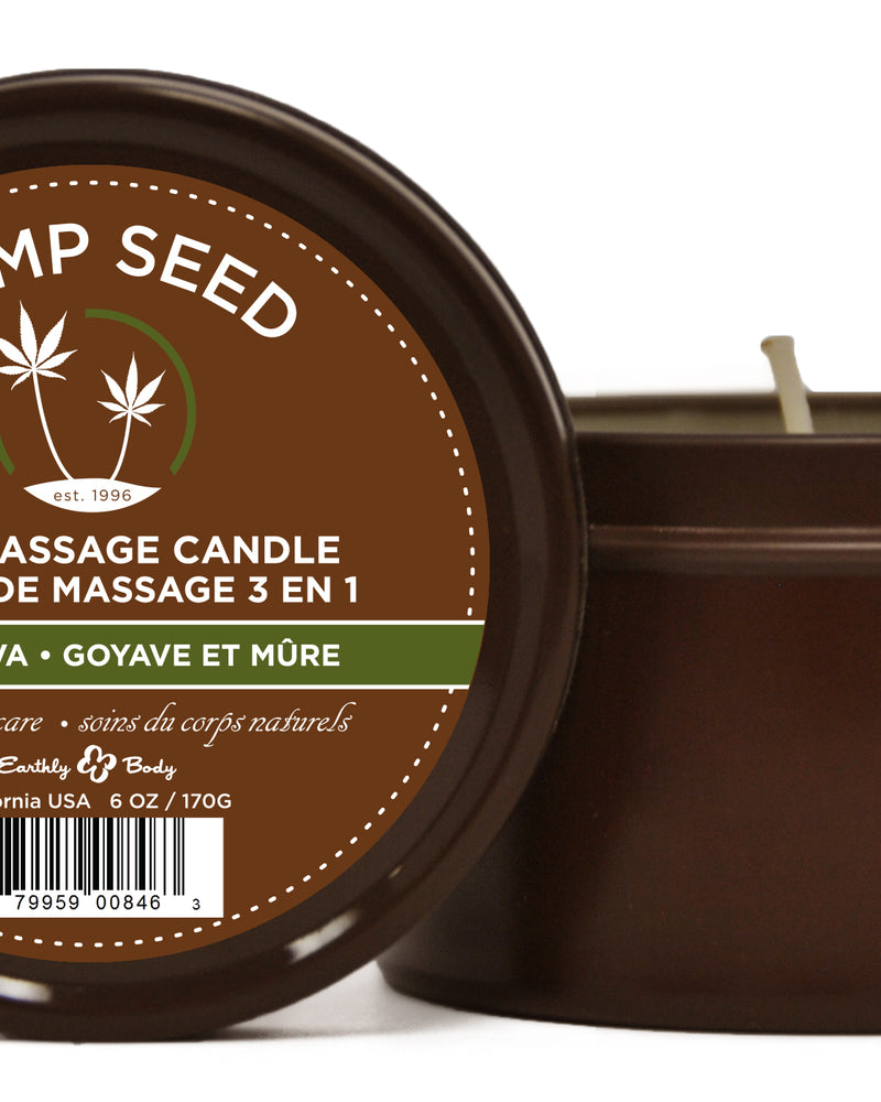 "Hemp Seed 3-in-1 Massage Candle - Guavalava - 6 Oz. EB-HSC068"