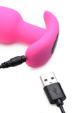 21x Silicone Butt Plug With Remote - Pink