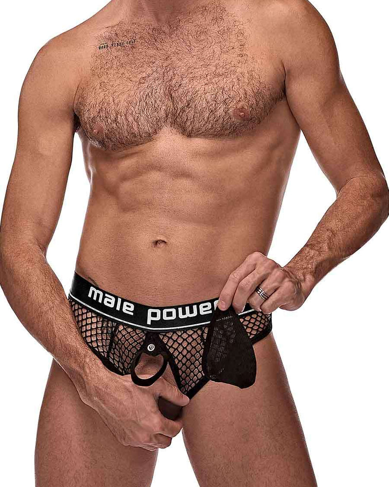 "Cock Pit Net Cock Ring Thong - L/ XL - Black MP-410260BKLX"