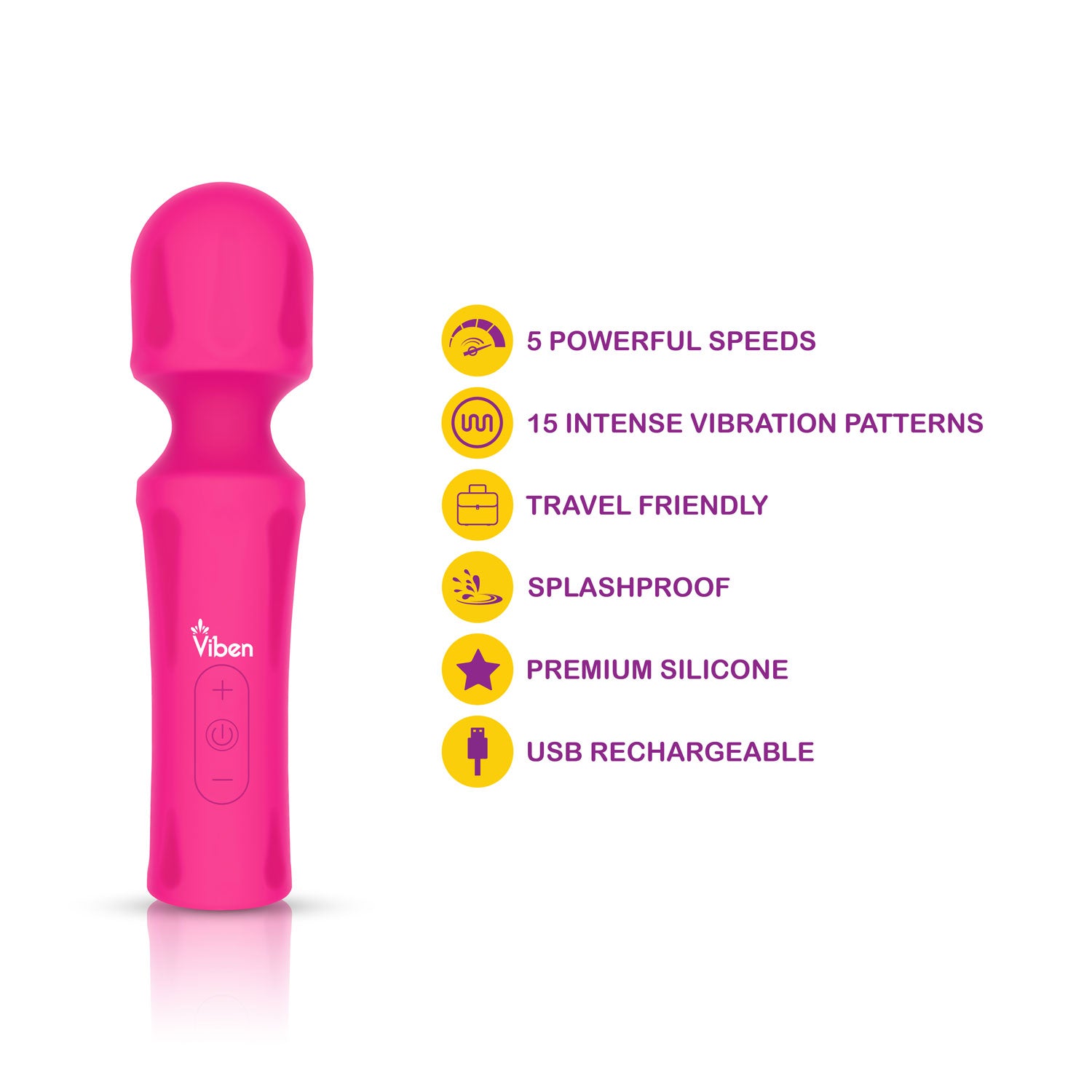 "Mighty Muse - Hot Pink - Powerful Personal Wand - Massager VB-75015"