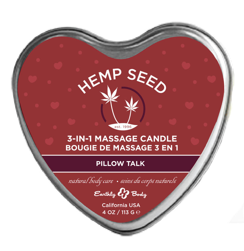 "Hemp Seed 3-in-1 Massage Candle - Pillow Talk - 4 Oz EB-HSCV022A"