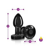 Cheeky Charms - Rechargeable Vibrating Metal Butt Plug With Remote Control - Gunmetal - Small