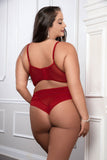 "Cinnamon Red 2pc Satin Bra and High Waist Panty - Queen Size GWD-OH2467PQRED"