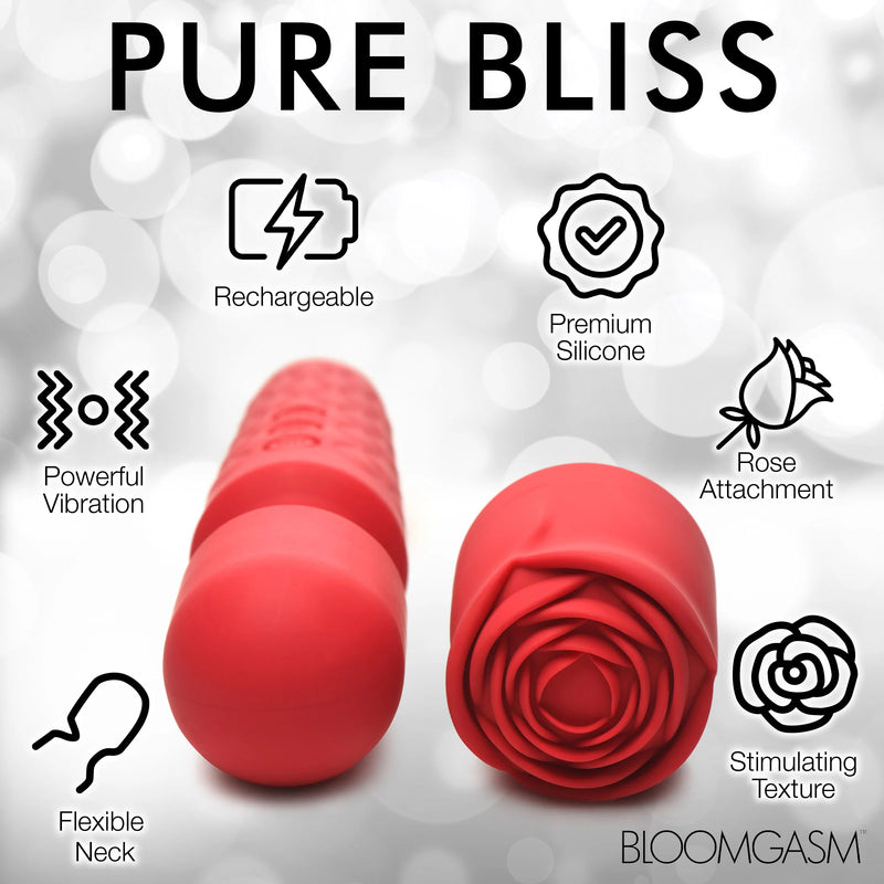 "Pleasure Rose 10x Silicone Wand With Rose Attachment - Red INM-AH318"