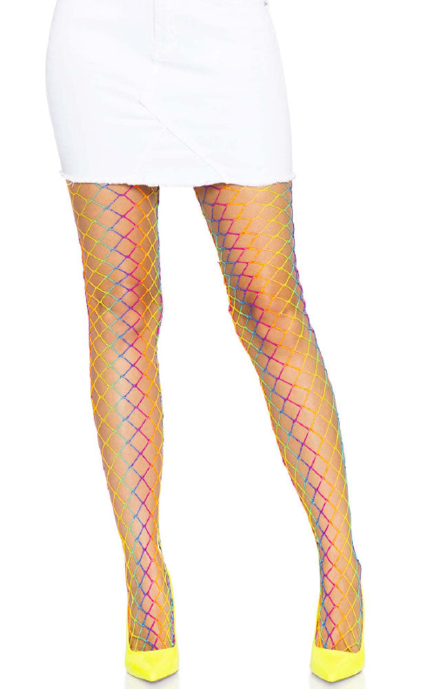 Ombre Rainbow Woven Net Tights - One Size - Rainbow