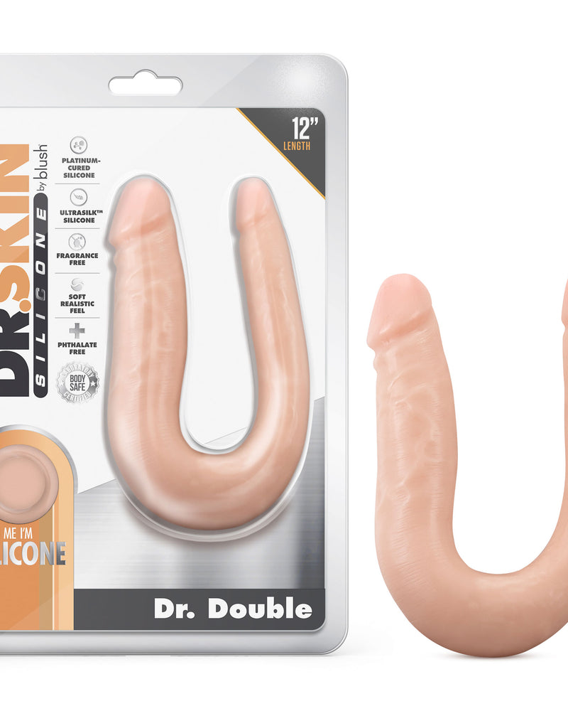 "Dr. Skin Silicone - Dr. Double - 12 Inch Double Dong - Vanilla BL-34103"