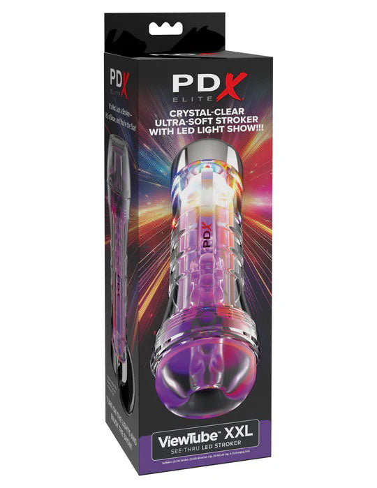 Pdx Elite Viewtube XXL See-Thru Ez-Grip Led Stroker - Clear