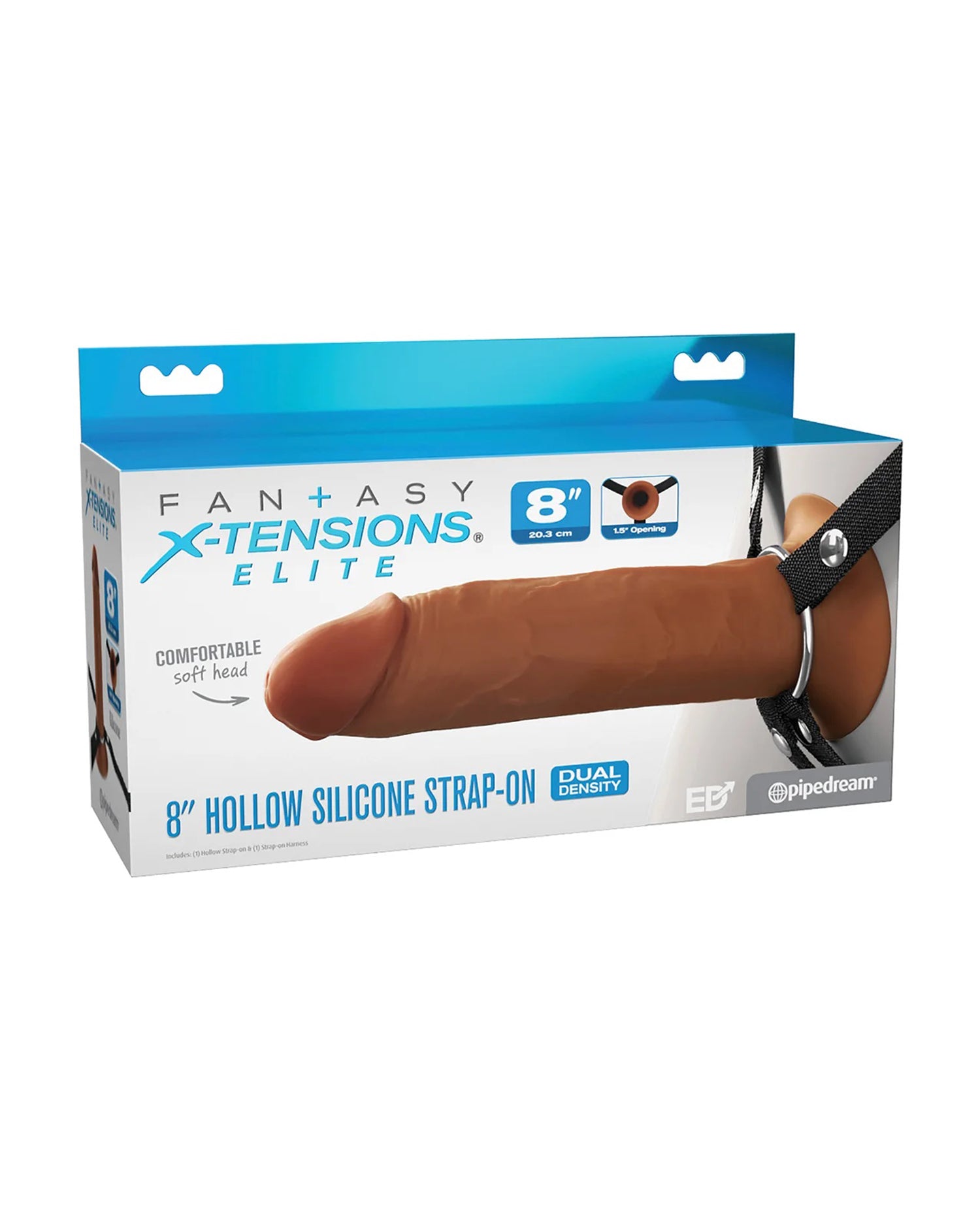 Fantasy X-Tensions Elite 8" Silicone Hollow Strap Dual Density - Brown