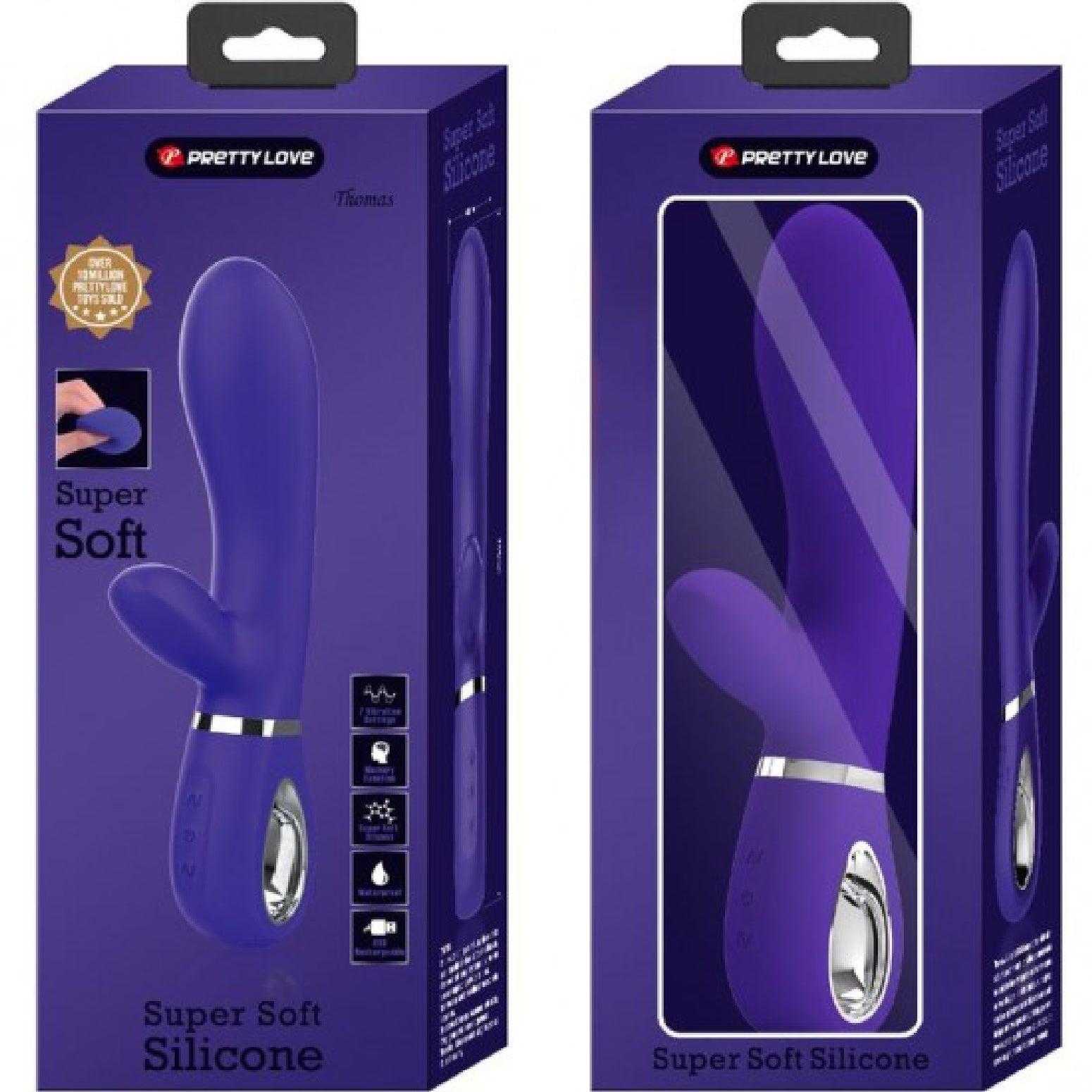 "Thomas Super Soft Silicone Rabbit Vibrator - Purple BI-014621-3"