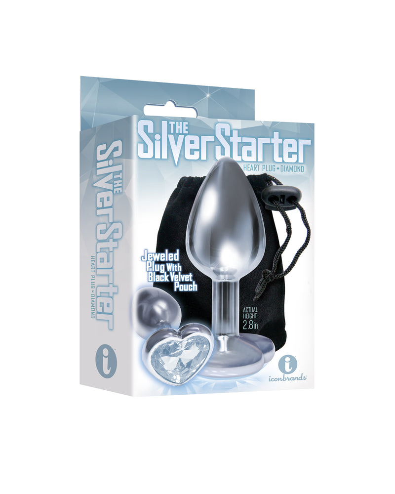 The 9's the Silver Starter Heart Bejeweled Stainless Steel Plug - Diamond