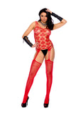 "Heart Net Suspender Bodystocking - One Size - Red EM-12193RDOS"