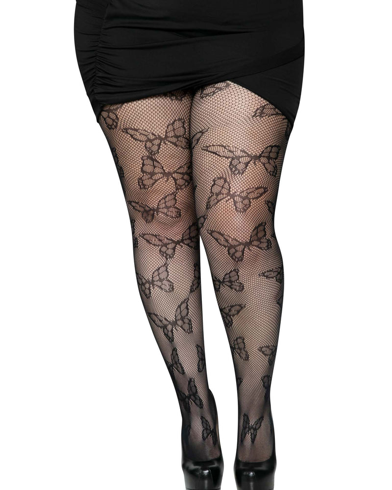 Butterfly Net Tights - 1x/2x - Black