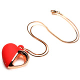 10x Vibrating Silicone Heart Necklace - Rose Gold/ Red