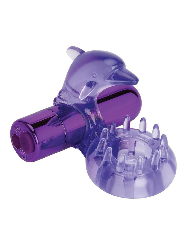 "Bodywand Rechargeable Dolphin Ring With Ticklers - Purple X-BW1501"