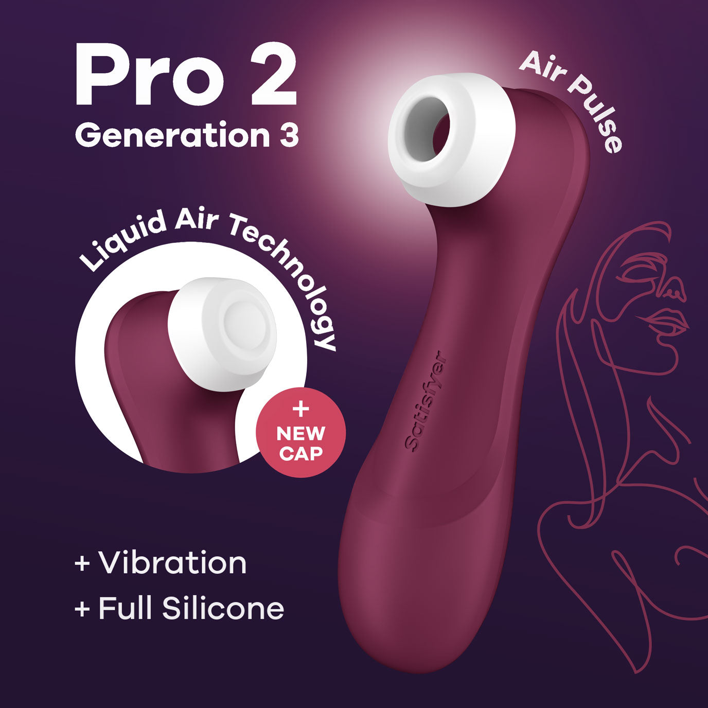 "Satisfyer Pro 2 Generation 3 Liquid Air Technology - Red Wine SAT-J2018-U2-9A-1"