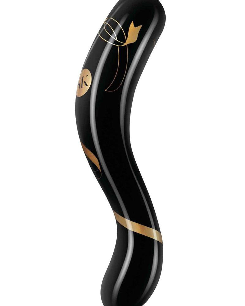 "Secret Kisses - 7 Inch Handblown Double Ended Dildo - Black SK-3006"