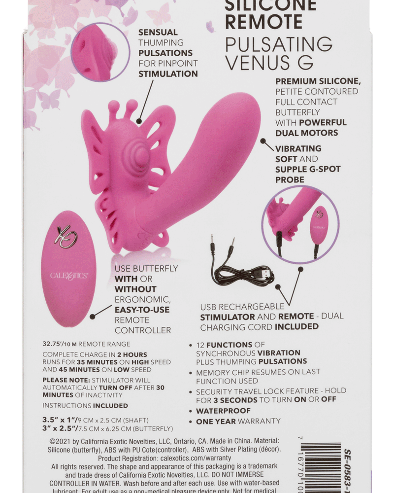 Venus Butterfly Silicone Remote Pulsating Venus G - Pink
