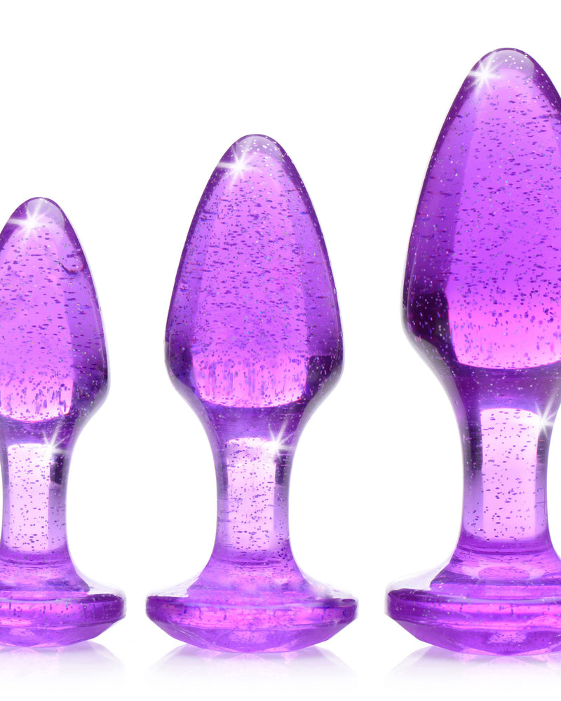 Glitter Gem Anal Plug Set - Purple