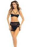 "3 Pc Bra and Apron Set - Medium/large - Black RR-53039BLKML"